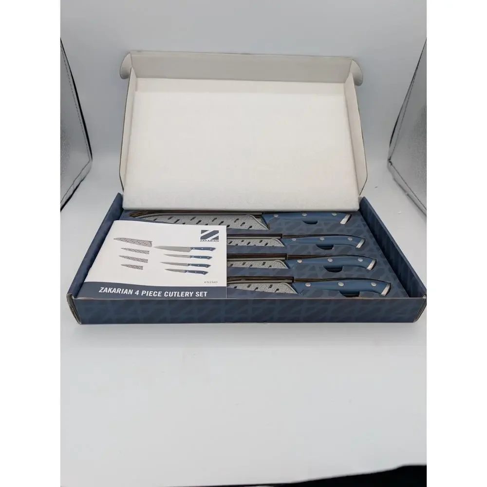 Zakarian 4 Piece Knife Set With Protective Sheaths In Storage Box MIB